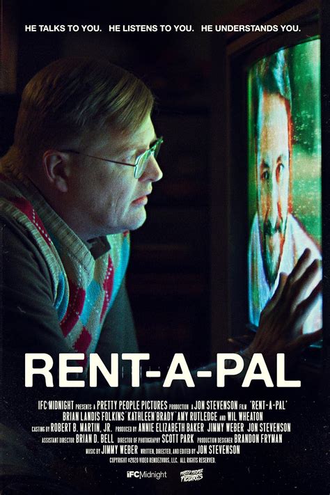 May 12, 2020 ... Inspired by the real-life VHS tape, Rent-A-Friend: The Original Companion, Rent-A-Pal is set in 1990 and follows a lonely bachelor named David ( ...